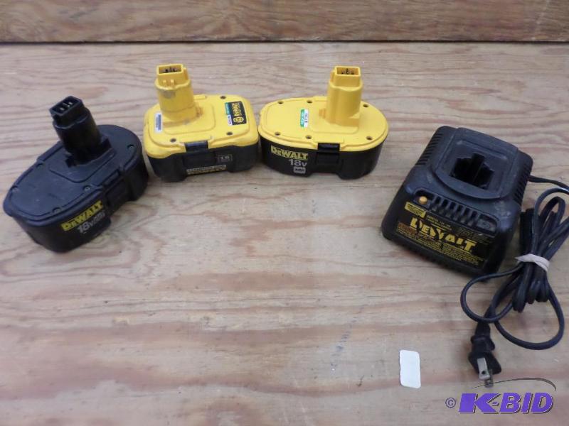 (3) DeWalt 18Volt Batteries With Charger...
