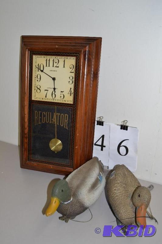 lot 46 image: clock, pair ducks