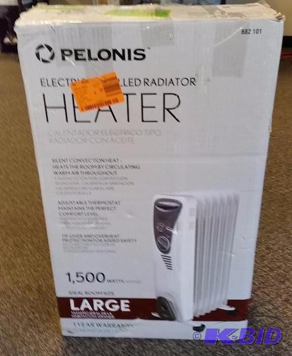 lot 18 image: Pelonis 1500 Watt Electric Oil filled Radiant Portable Heater.  New in Box.  Tested Works