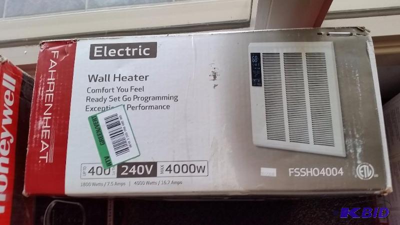 lot 7 image: Fahrenheat Smart Series 19 in. x 15-34 in. 4000 Watt High Output Wall Heater.  New in Box.