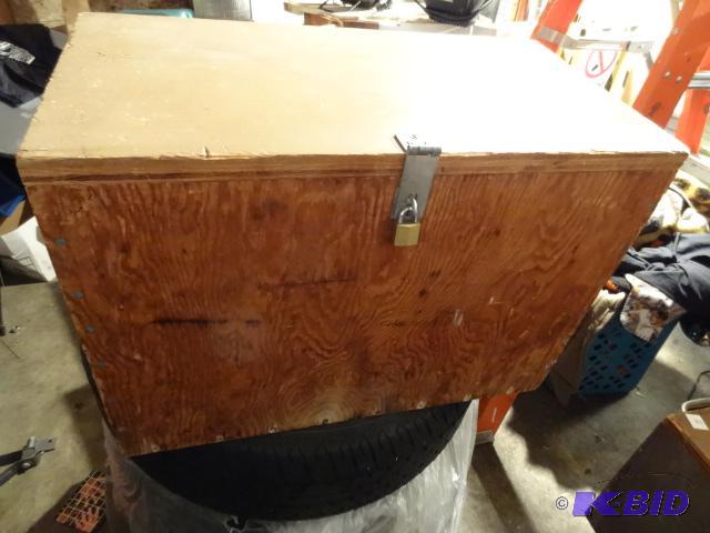 lot 111 image: Wood Box with Hasp 20 X 11 X 14...