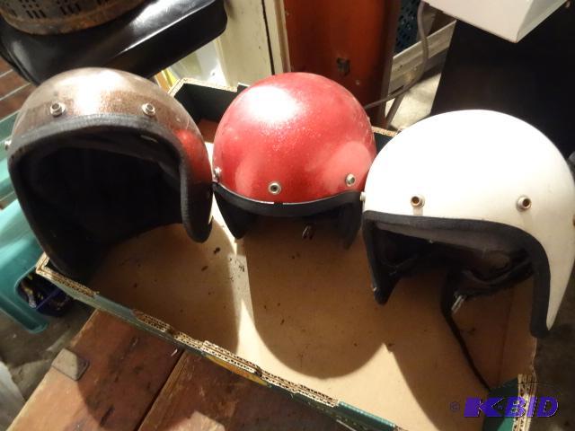 lot 134 image: 3 Vintage Motorcycle Helmets...