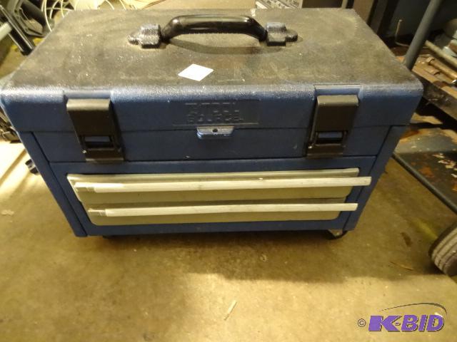lot 210 image: Plastic 2 Drawer Tool Box on Wheels...