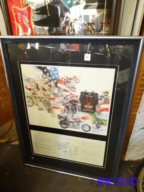 lot 22 image: Harley Davidson 90 Year Reunion 27 X 36...