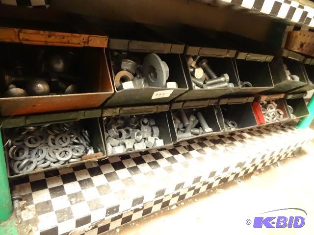 lot 235 image: 12 Metal Stack Hardware Bins...