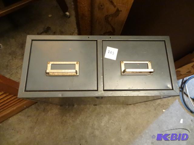 lot 263 image: 2 Drawer Metal Index Card File...