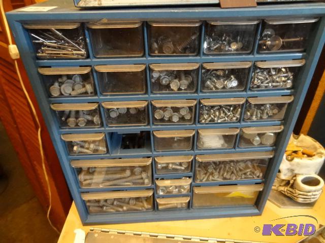 lot 265 image: 27 Drawer Hardware Cabinet Missing 1 Drawer...