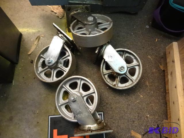lot 46 image: 4 Heavy Duty Metal Casters 6"...