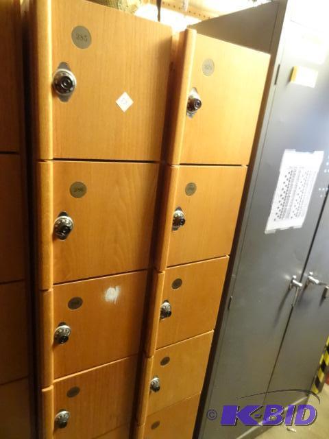 lot 57 image: Wood Bowling Lockers. 12 Cubbies. No Combos 2...