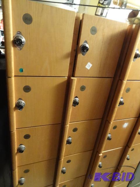 lot 58 image: Wood Bowling Lockers. 12 Cubbies. No Combos 2...