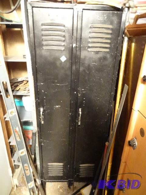 lot 59 image: 2 Door Metal Locker 24 X 12 X 67. Buyer Remov...