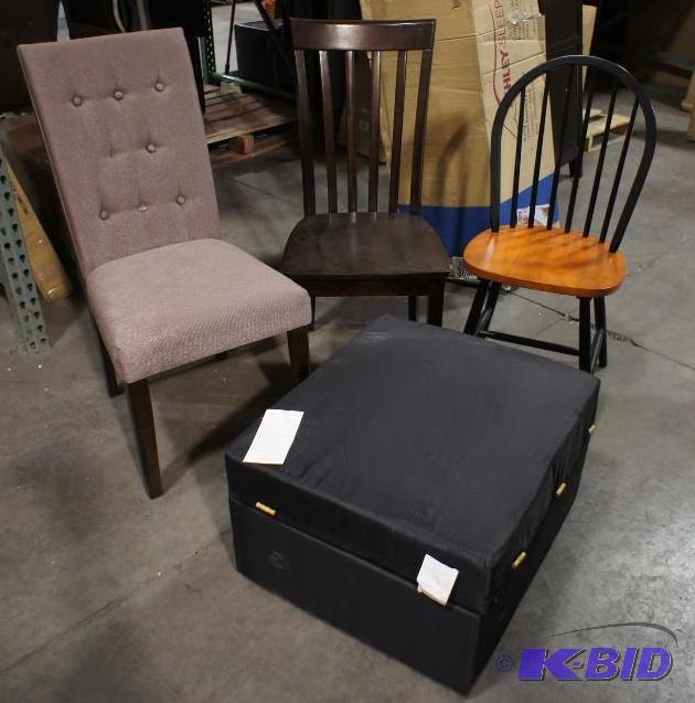 Lot of 3 Chairs and Ottoman - Please see all ...