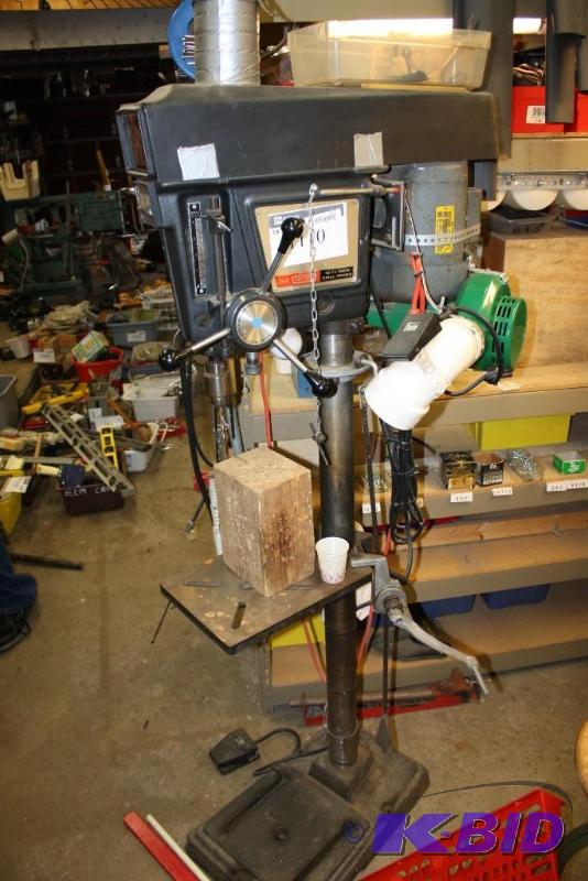 lot 1110 image: Craaftsman 15.5 Inch Drill Press, 120 Volt Single Phose, On Bench Stand