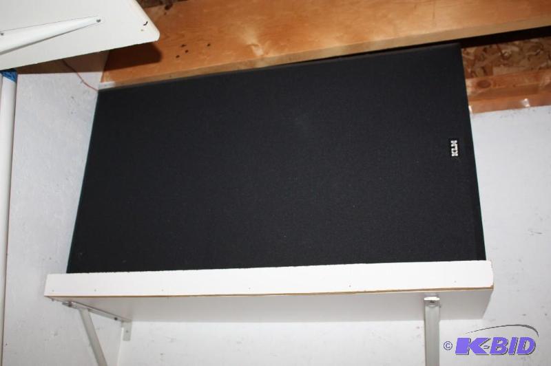 lot 409 image: Lot of (4) KLX Audio Speakers Black wBoxes will Require Tools and 20 foot ladder For Removal.