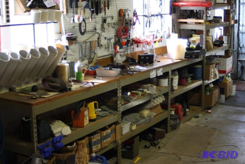 lot 413 image: Lot of (4) Metal Shelving Units 21 x 37 x 48, app. 3 ct 67 x 48 x 18 Contents Not Included.