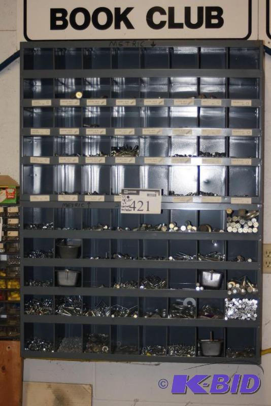 lot 421 image: Lot of (2) Storage Cabinet wDivided Drawers Including Contents Miscellaneous Screws Washers Bolt