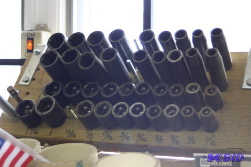 lot 425 image: Shelf Lot of Craftsman Impact Socket Drivers Miscellaneous Sizes Includes Deep Well Sizes.