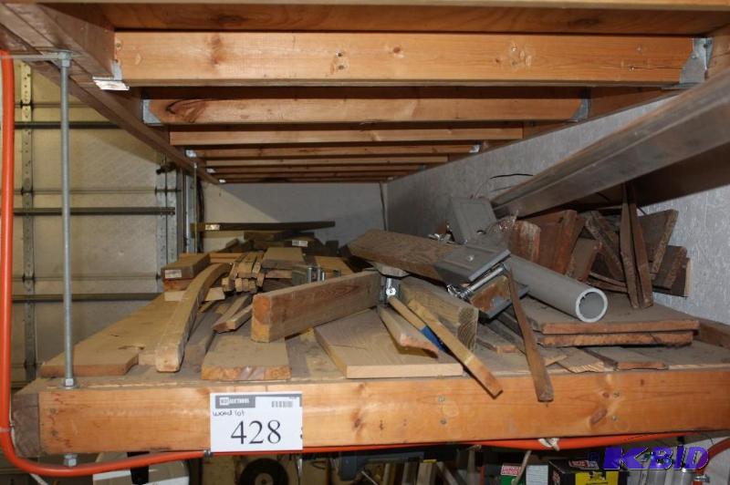 lot 428 image: Shelf Lot of Miscellaneous Sized & Shaped Wood.