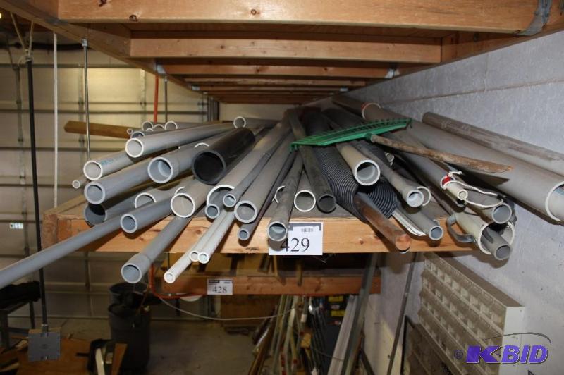 lot 429 image: Shelf Lot of Miscellaneous Sized & Shaped PVC PipingTubing.