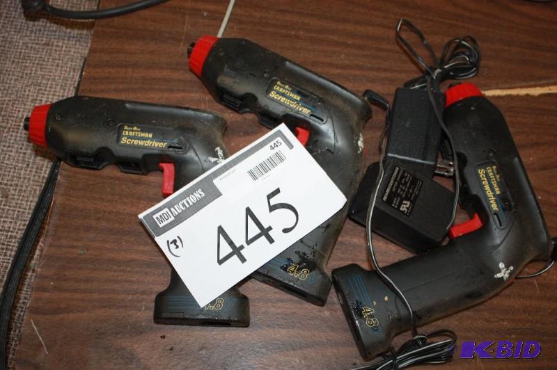 lot 445 image: Lot of (3) Sears Best Craftsman Electric Screwdriver wCords.