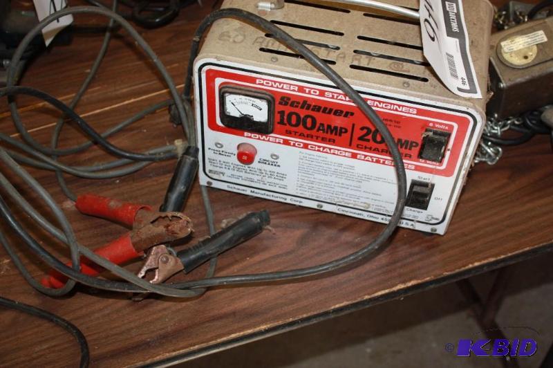 lot 446 image: Schauer 100 Amp Starter 20 Amp Charger Battery Charger 6V12V StartOffCharge Settings.