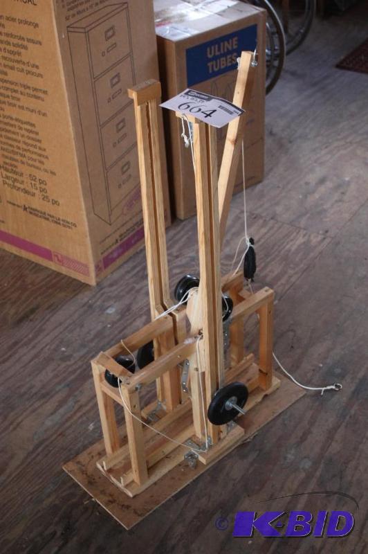lot 664 image: Custom Trebuchet or Wooden Device wPulleys 25 x 10 x 37.