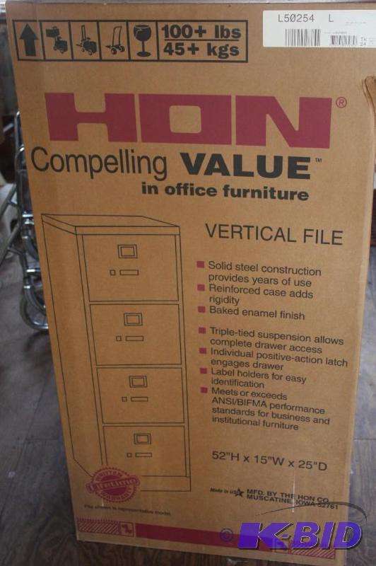lot 666 image: Lot of (2) Including U-Line Packaging Tubes HDN Vertical Filing Cabinet, 4 Drawers.