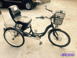 lot 681 image: Petes Brand Electric Bike 3-Wheeler, E Bike, on Schwinn Town & Country Trike,