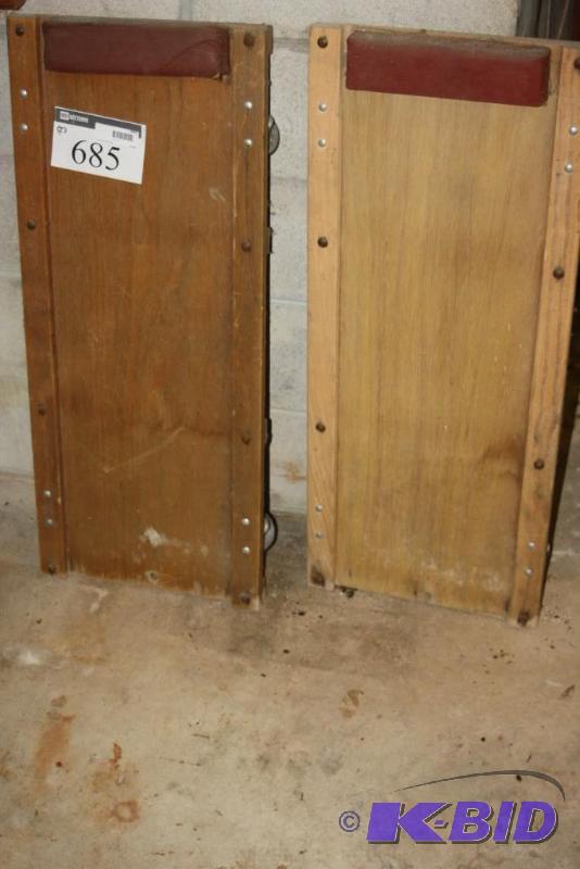 lot 685 image: Lot of (2) Flat Wooden Dollys wNeck Rests.