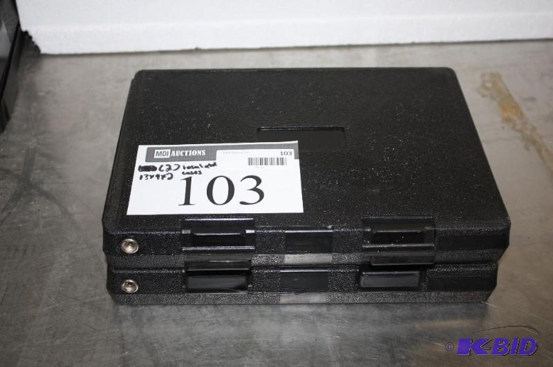 lot 103 image: Lot of (2) IBM Insulated Cases Pink Insulation SeeThru Windows Black Plastic Case wLatchesLocks