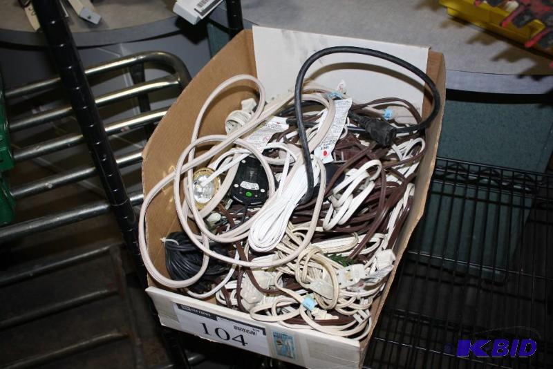 lot 104 image: Box Lot of Miscellaneous Power CordsExtension CordsCables And More.