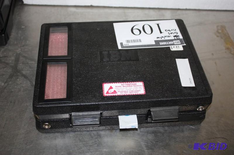 lot 109 image: Lot of (2) IBM Insulated Cases Pink Insulation SeeThru Windows Black Plastic Case wLatchesLocks