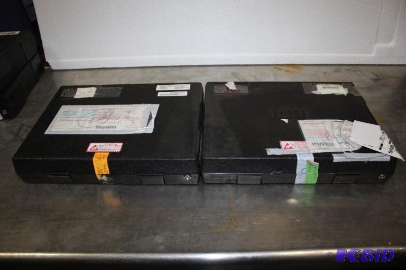lot 111 image: Lot of (2) IBM Insulated Cases Pink Insulation Black Plastic Case wLatches & Locks 13 x 9 x 2
