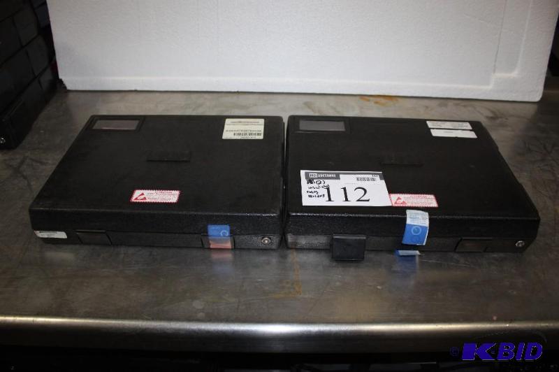 lot 112 image: Lot of (2) IBM Insulated Cases Pink Insulation Black Plastic Case wLatches & Locks 13 x 9 x 2