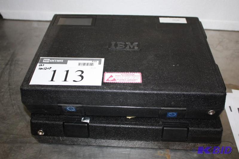 lot 113 image: Lot of (2) IBM Insulated Cases Pink Insulation Black Plastic Case wLatches & Locks 13 x 9 x 2