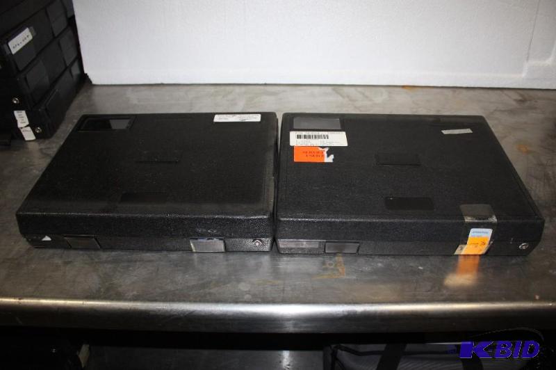 lot 114 image: Lot of (2) IBM Insulated Cases Pink Insulation Black Plastic Case wLatches & Locks 13 x 9 x 2