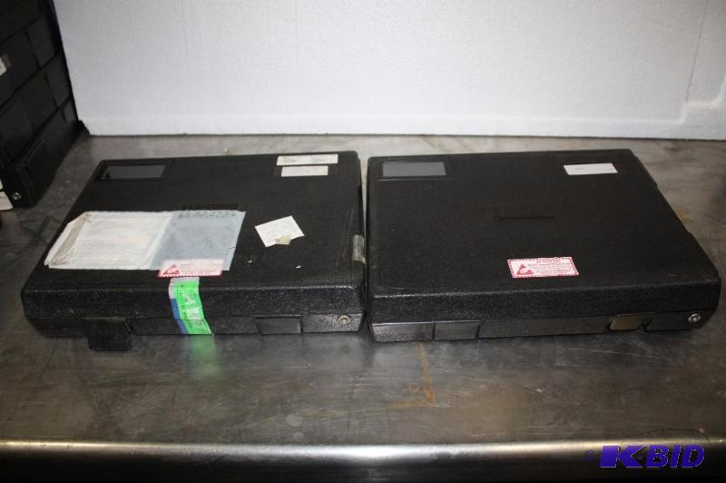 lot 116 image: Lot of (2) IBM Insulated Cases Pink Insulation Black Plastic Case wLatches & Locks 13 x 9 x 2