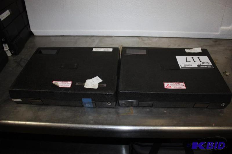 lot 117 image: Lot of (2) IBM Insulated Cases Pink Insulation Black Plastic Case wLatches & Locks 13 x 9 x 2