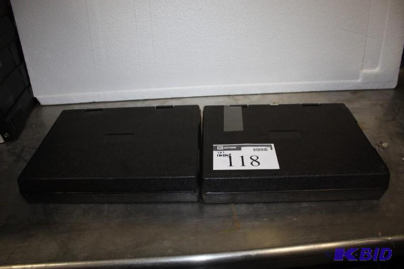 lot 118 image: Lot of (2) IBM Insulated Cases Pink Insulation Black Plastic Case wLatches & Locks 13 x 9 x 2