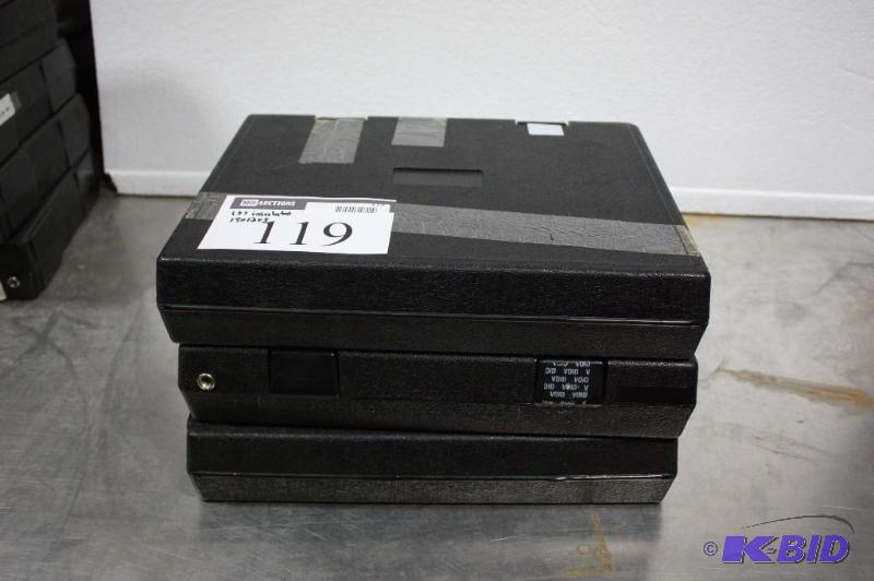 lot 119 image: Lot of (3) IBM Insulated Cases Pink Insulation Black Plastic Case wLatches & Locks 13 x 9 x 2