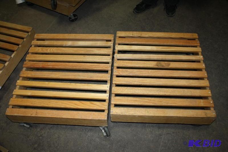lot 123 image: Lot of (2) Wooden Pallets wWheels 27 x 30 8.