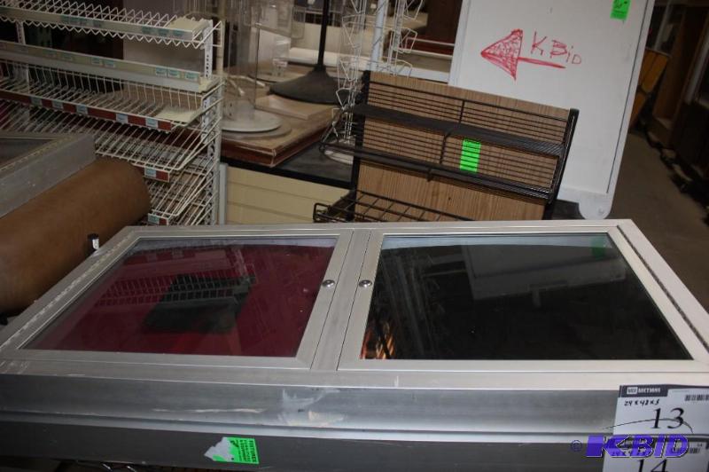 lot 13 image: Dual Window Display Cases wMetal Frame & Hinged Locking Windows Silver wMaroon Matting 24 x 48