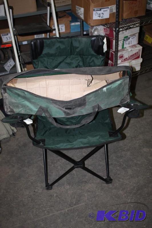 lot 132 image: Lot of (2) Including Croquet Set wMallets & Balls Folding Chair wCarrying Bag, Green.