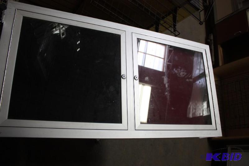 lot 14 image: Dual Window Display Cases wMetal Frame & Hinged Locking Windows Silver wMaroon Matting 24 x 48