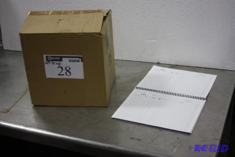 lot 28 image: Box Lot of Spiral Bound Phone Logs wDateTimeNameMessageEtc. slots for Recording Information.