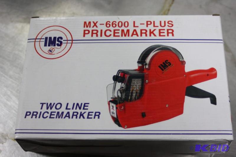 lot 37 image: Lot of (1) IMS MX-6600 L-Plus Pricemarker Two-Line PriceMarker Red In Box.