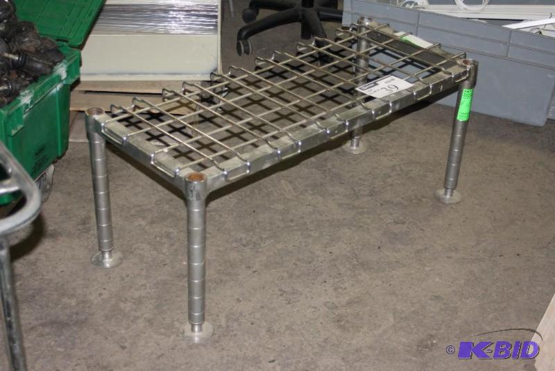 lot 39 image: Custom Metal Table wMetal Grate Top 48 x 18 x 18.