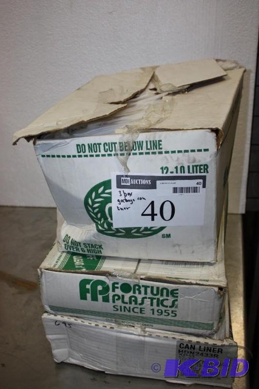 lot 40 image: Box Lot of (3) Trash Can Liners Duraliner Hi D Tuff Clear n Tuff 1000CS 6 Mic 15 Gal.