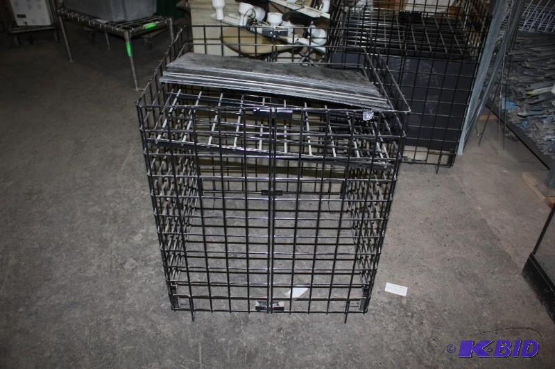 lot 45 image: Lot of (2) Metal Display RacksBins Multiple Uses 29.5 x 29.5 x 36.