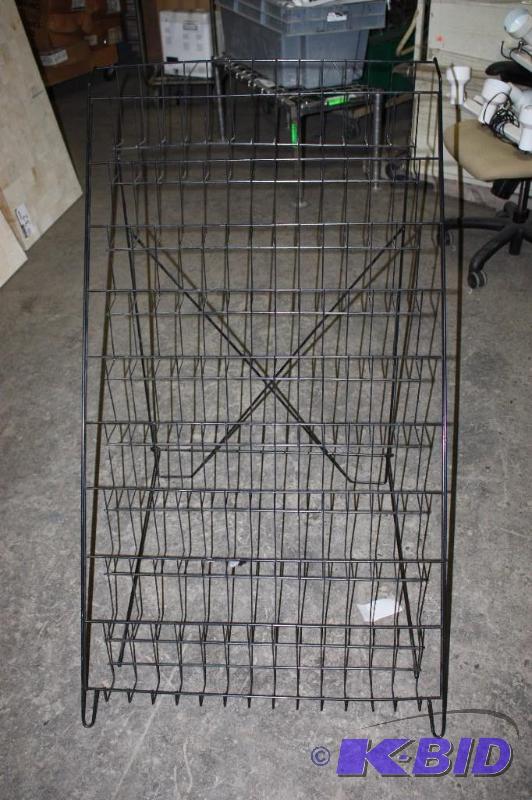 lot 47 image: Literature Display Rack wBook Slots Metal Grate Construction 30 x 30 x 43.